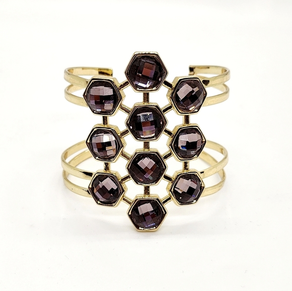 Jewelmint Gold Faceted Crystal Cuff Bracelet - Picture 1 of 7
